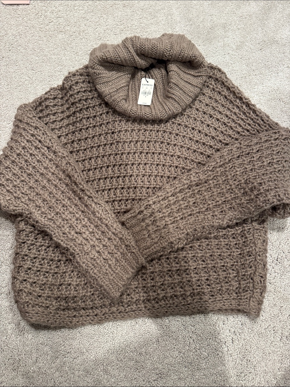 Express Chunky Turtleneck Sweater in Taupe